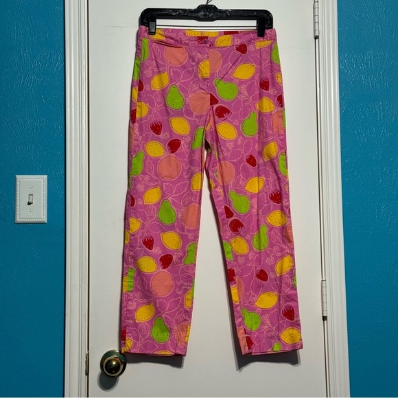 LILLY PULITZER Liza capri pants Hibiscus Pink Marzipan Print Size 4 EUC - Picture 11 of 14